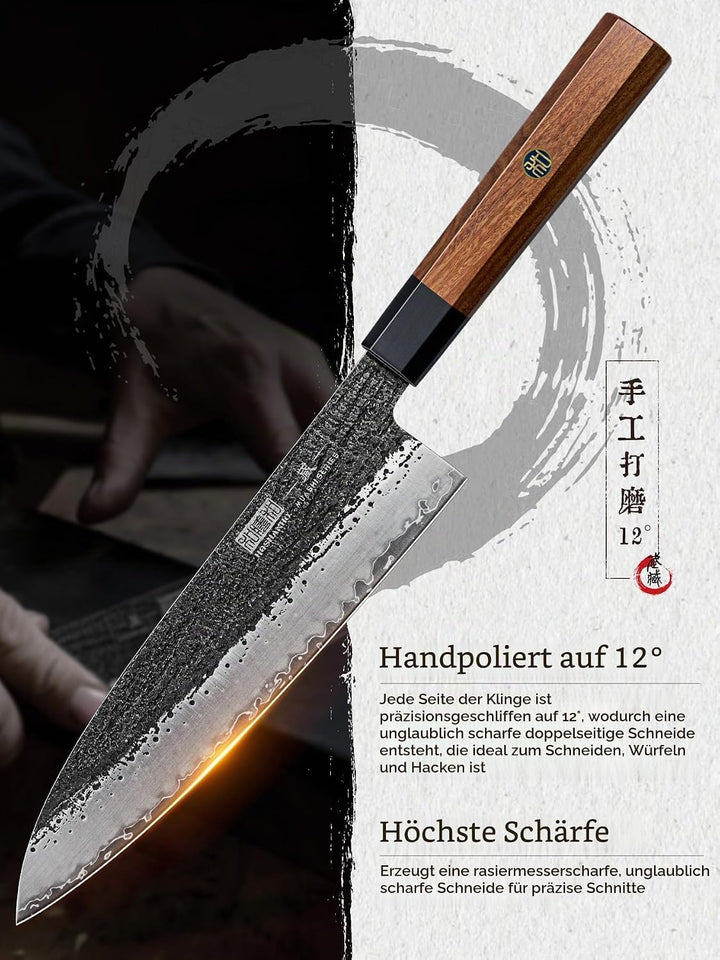HOSHANHO 3-teilig Messerset, Professionelles Japanisches Küchenmesser Set Aus Kohlenstoffstahl, Ultr