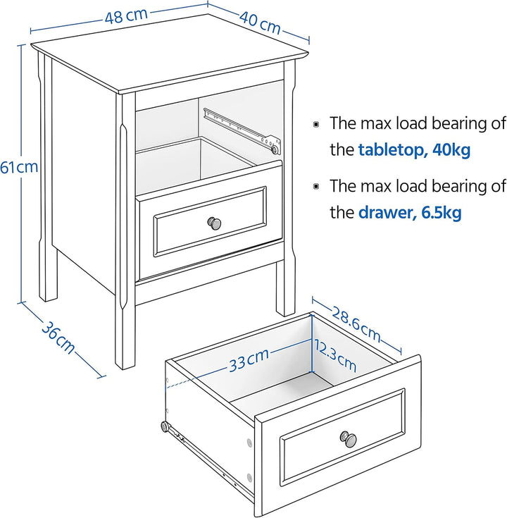Yaheetech Nachttisch Nachtschrank mit 2 Schubladen Boxspringbett Nachtkommode Beistelltisch Holz Sof