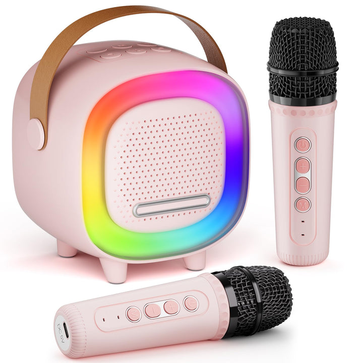 Karaoke Maschine Kinder, Mini Karaoke Maschine mit 2 Mikrofonen, Karaoke Kinder Mikrofon mit Stimmef