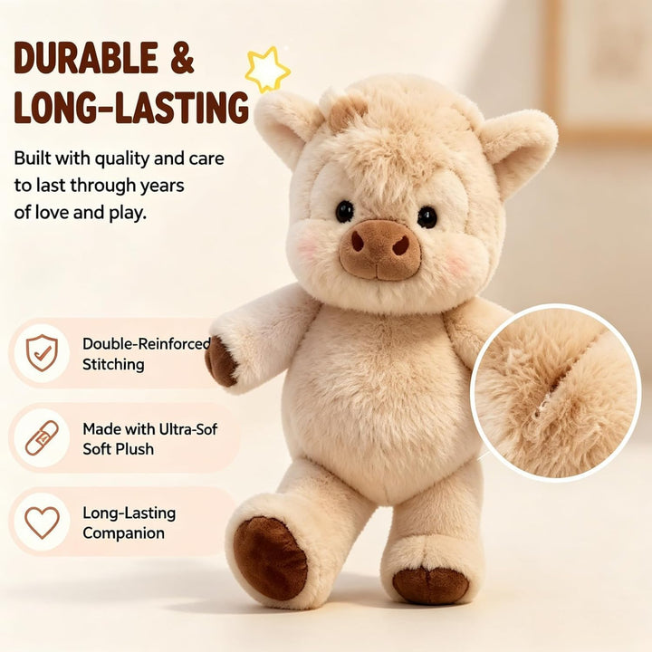 Laufendes Kuh Plüschtier. 45cm Weiches Kuscheltier mit beweglichen Pfoten, Anti-Stress Spielzeug, Ca