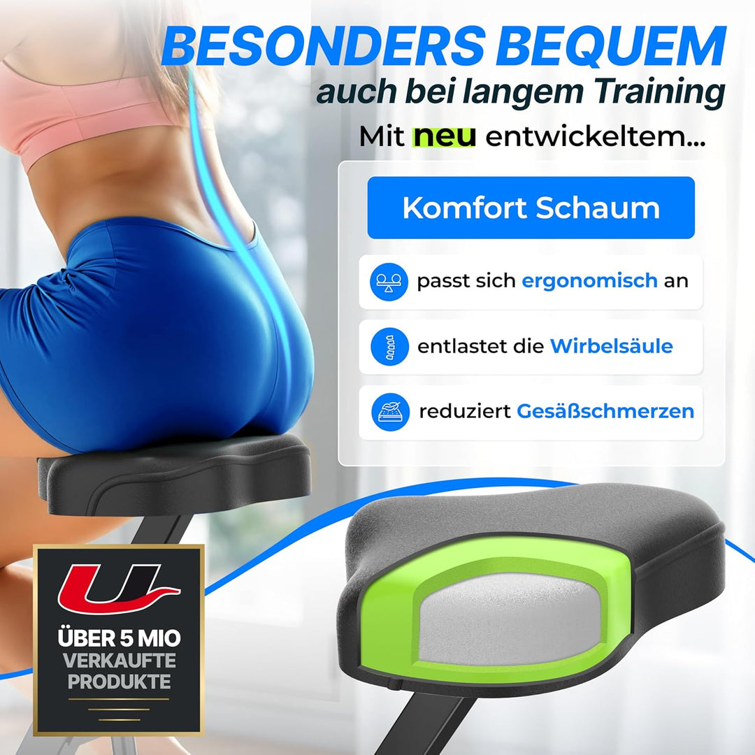 Ultrasport F-Bike Pro Heimtrainer Fahrrad Klappbar I Hometrainer Fahrrad Klappbar bis 150 KG mit Kom