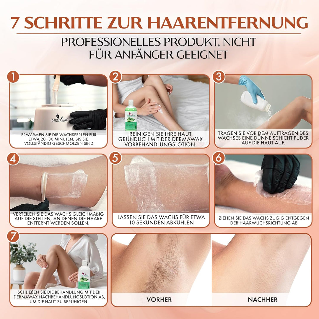 800 Gramm Dermawax Silky Peach Hypoallergen Waxing Perlen zur Haarentfernung Augenbrauen Gesicht Int
