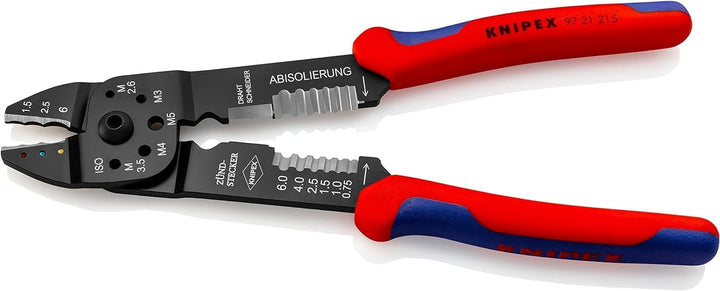 KNIPEX Crimpzange, 0,5-6,0 mm², mit F-Crimp, für isolierte Kabelschuhe, mit Abisolier- und Scheidfun