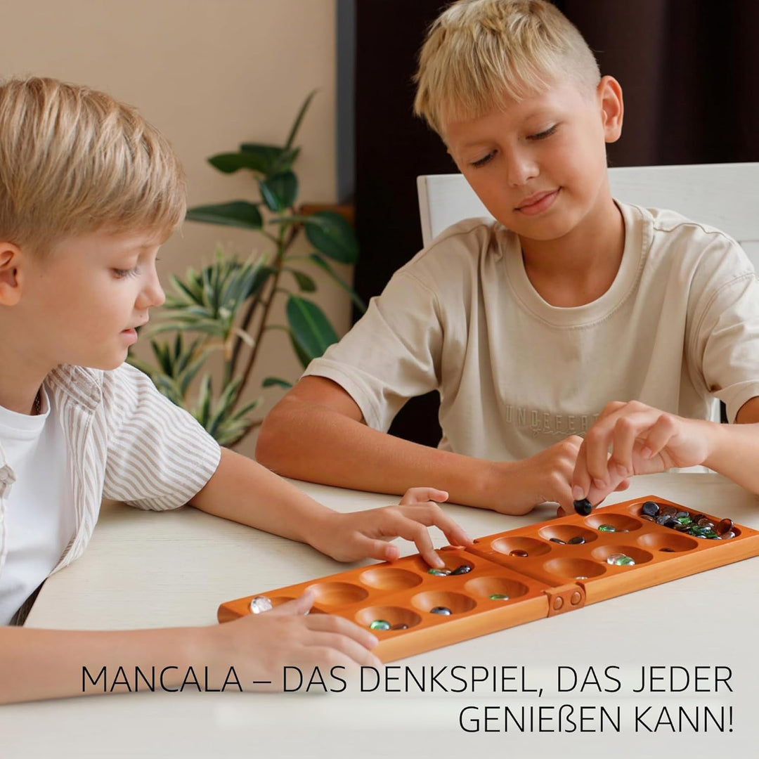 Mancala-Brettspiel mit Magnetverschluss – Klassisches Faltspiel für 2 Spieler – Mancala-Set aus Holz