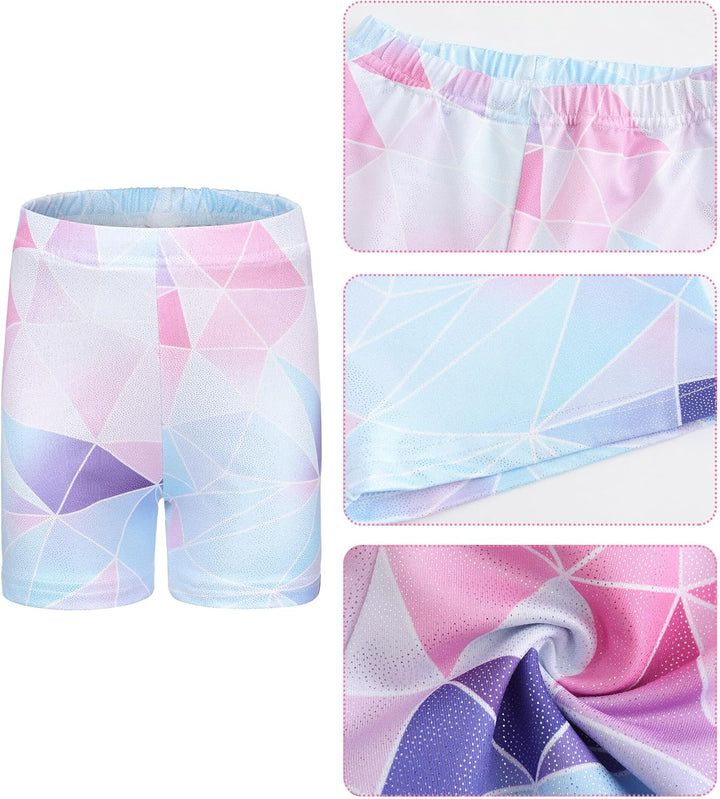 SEAUR Mädchen Turnanzug Turnshorts Haarband Set Kinder Turnen Trikot Shorts Gymnastik Ärmellos/Langa