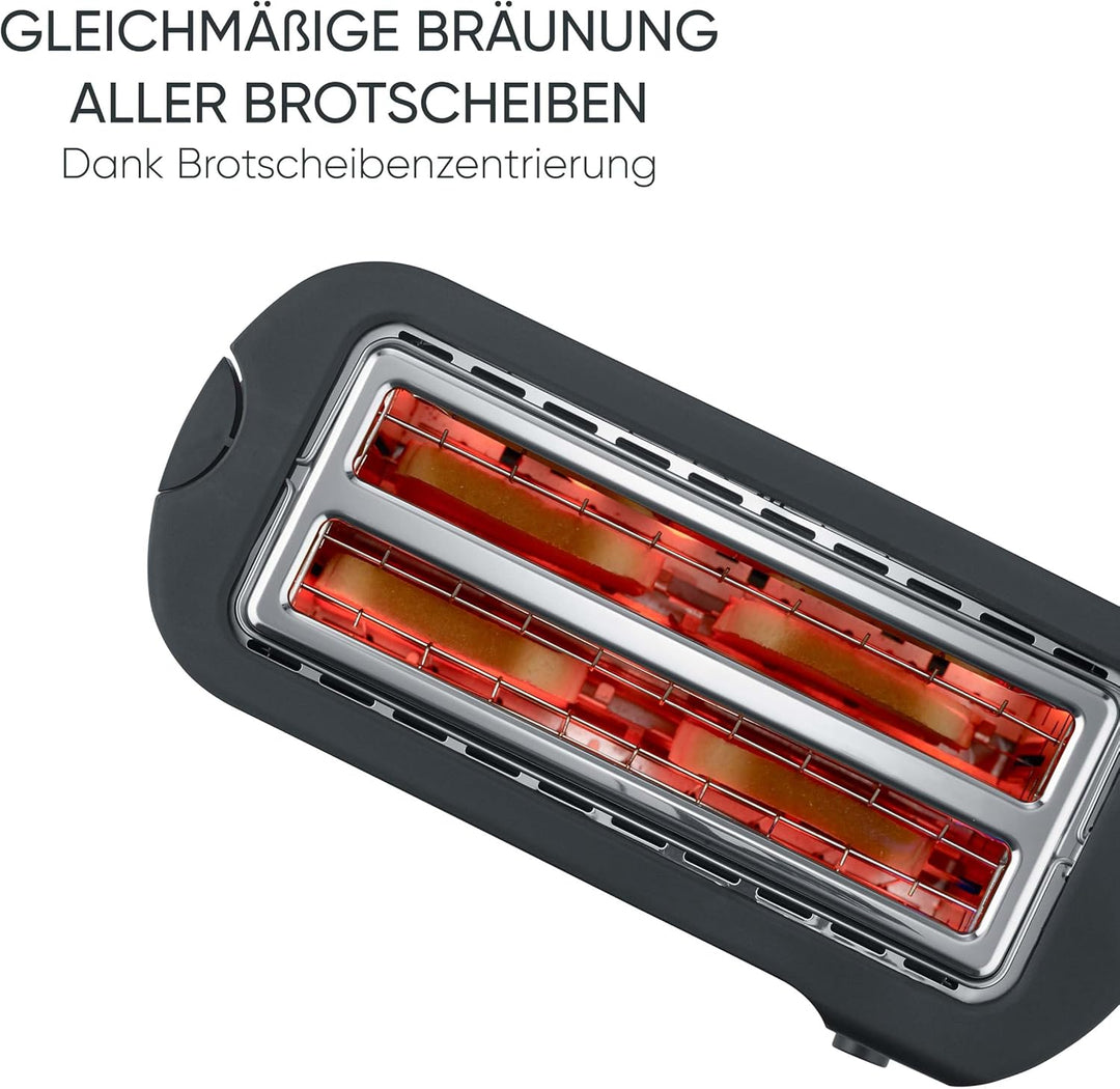 Severin Toaster Langschlitz, 4 Scheiben mit integrierten Brötchenaufsatz, 2 Langschlitz-Röstschachte