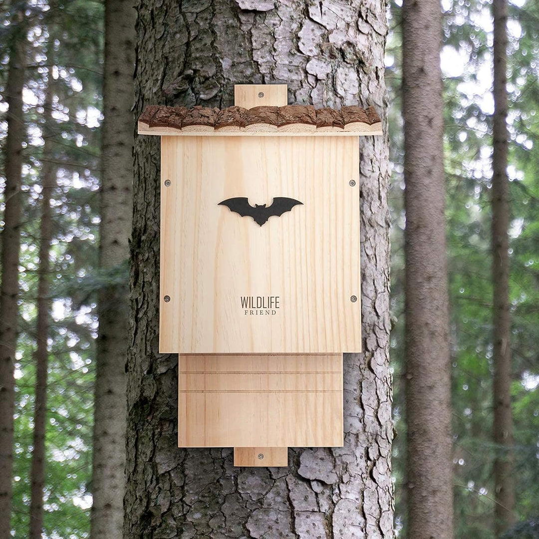 WILDLIFE FRIEND I Grosser Schwerer Fledermauskasten mit Rindendach nach NABU - Fertig Montiert &amp; 100