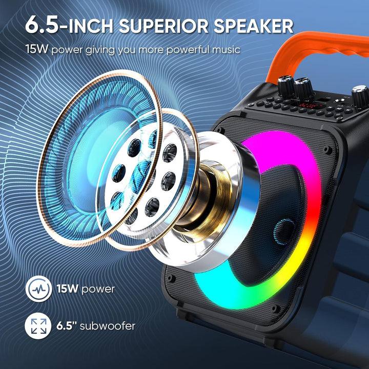 Wowstar Tragbare Karaoke Maschine mit 2 kabellose Mikrofone, Bluetooth Lautsprecher Box für Erwachse