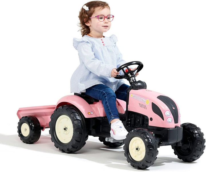 Falk - Traktor mit Pedalen Rainbow Star mit Anhänger – enthält 40% recyceltes Kunststoff 2056L – Ros