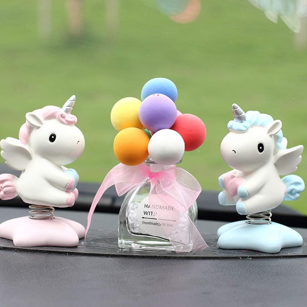 Abaodam Einhorn Ornament Mit Wackelkopf Aus Umweltfreundlichem Harz Cartoon Auto Armaturenbrett Deko