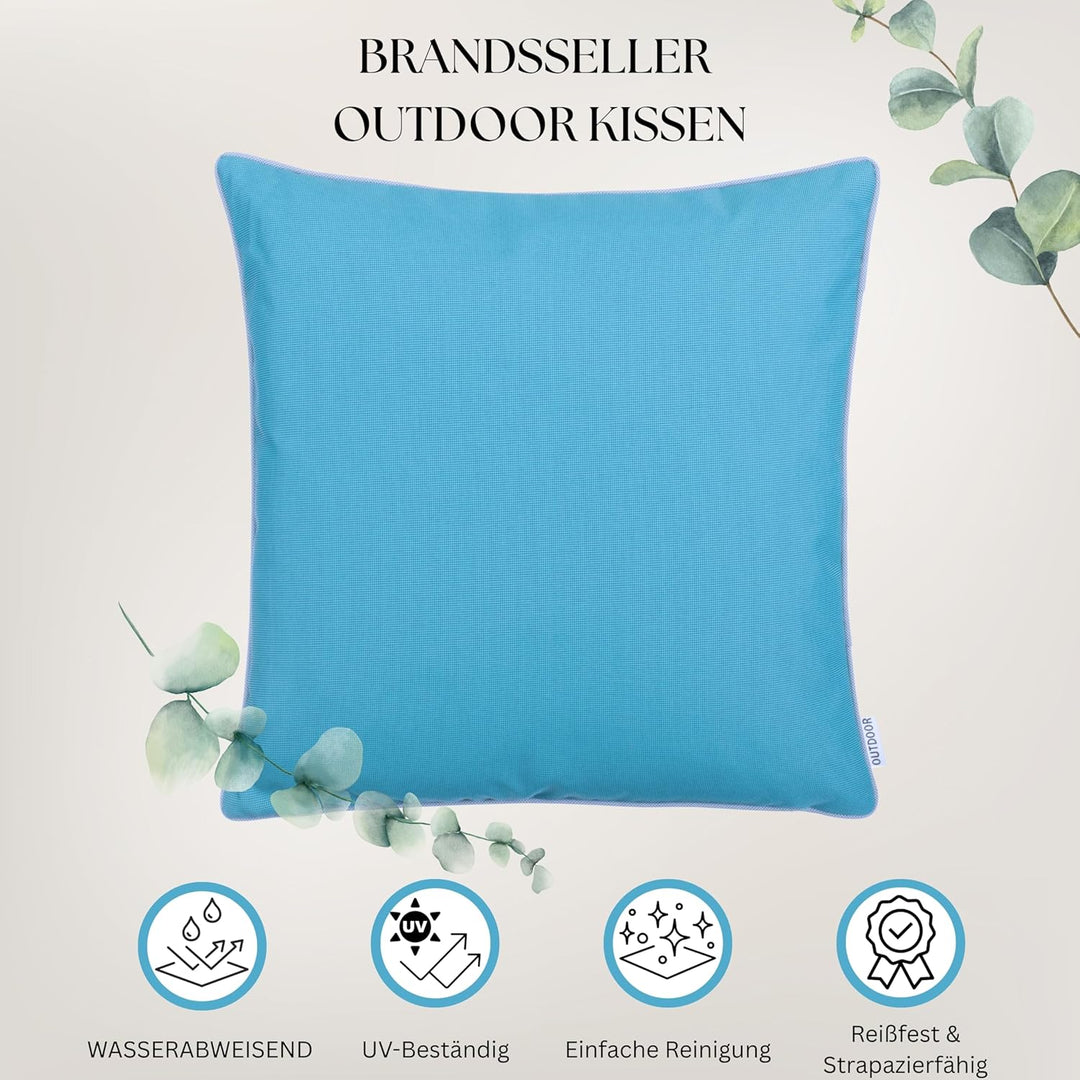Brandsseller Outdoor Garten Kissen Dekokissen mit Paspel - Garngefärbt Uni Schmutz- und Wasserabweis
