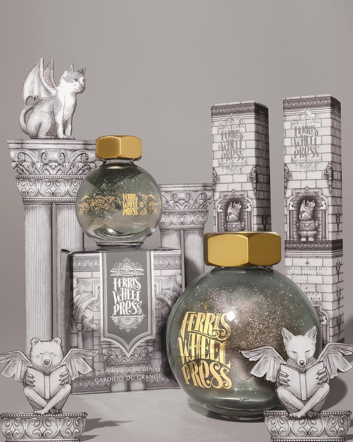 Ferris Wheel Press Ink, FerriTales Collection, Granite Guardians, Stone Grey with Rose Gold Shimmer,
