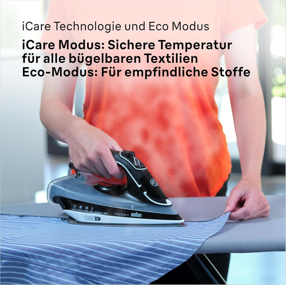 Braun Household TexStyle 5 Dampfbügeleisen SI 5188 BK – Bügeleisen mit FreeGlide 3D Bügelsohle, Vert