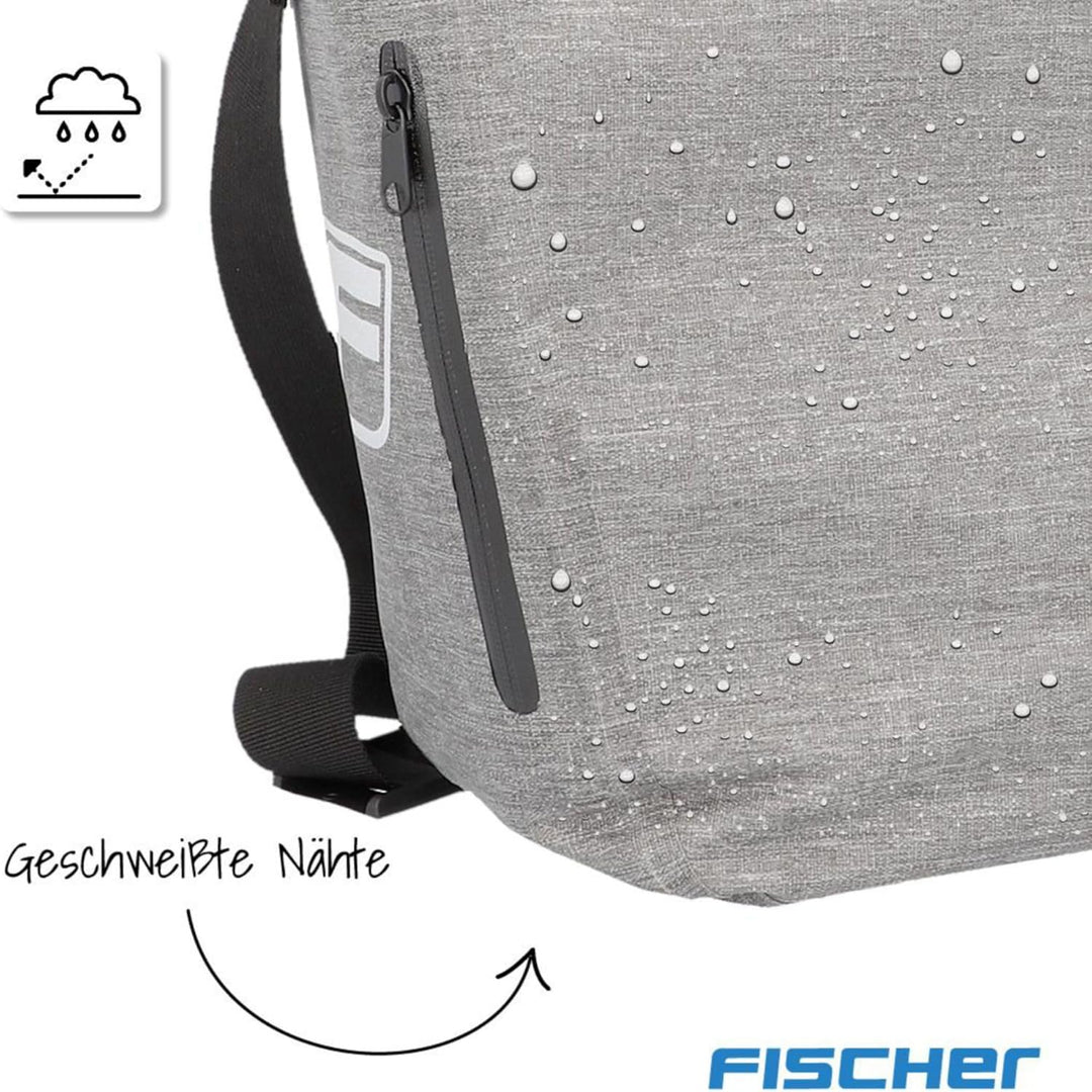 FISCHER Gepäckträgertasche Plus Cita, Fahrradtasche, wasserdicht, schwarz, Volumen 30 Liter M Grau,