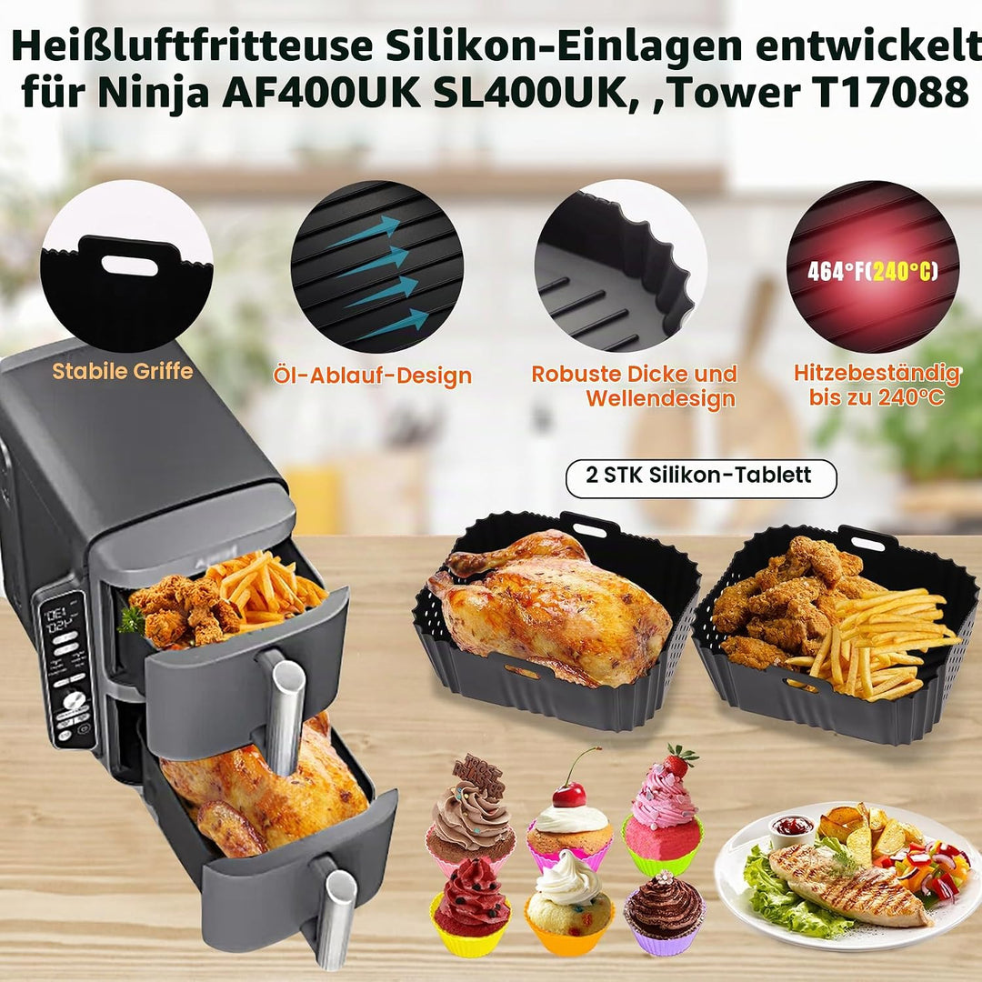 119PCS Ninja Heissluftfritteuse Zubehör, Ninja Air fryer Zubehör für Ninja Double Stack XL SL400EU 9