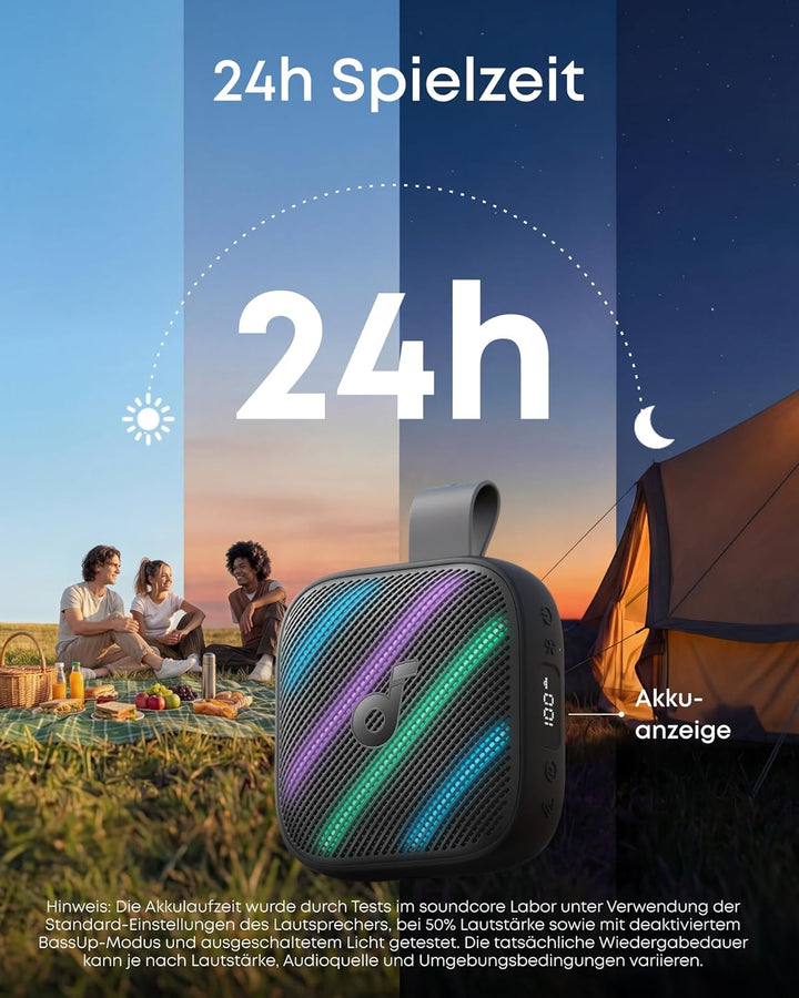soundcore Boom Go 3i by Anker, tragbarer Lautsprecher mit 15W Sound, 24h Spielzeit, BassUp 2.0, Lade
