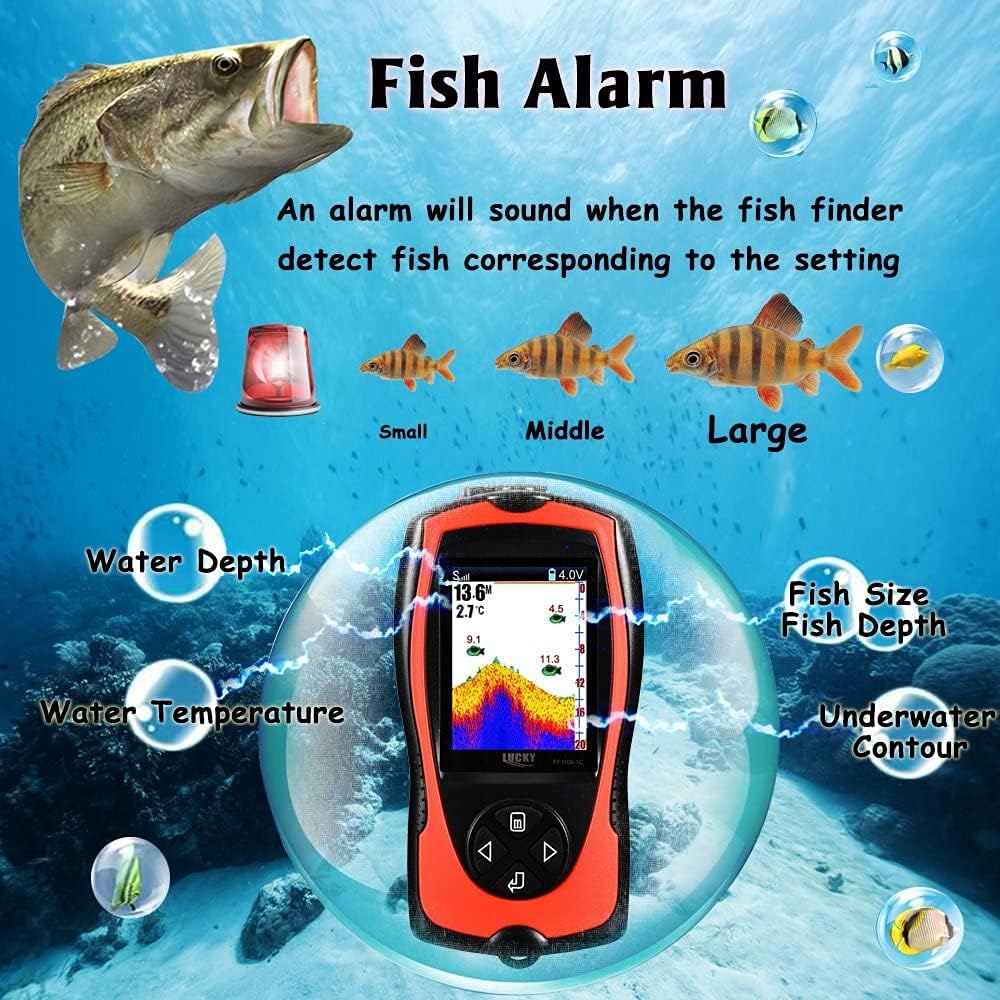 LUCKY Kabelgebundenes Tragbares Sonar Tragbarer Fischfinder zum Angeln Farbmonitor zum Eisfischen Fi