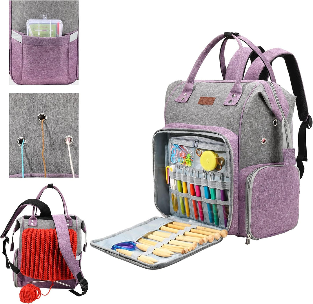 KOKNIT Stricktasche mit grossem Fassungsvermögen, tragbare Häkeltaschen und Tragetaschen, Organizer