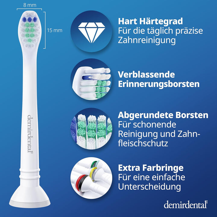 8er demirdental Ersatzbürsten passend für Philips Sonicare, Mini Hart Aufsätze & Aufsteckbürsten, Ha