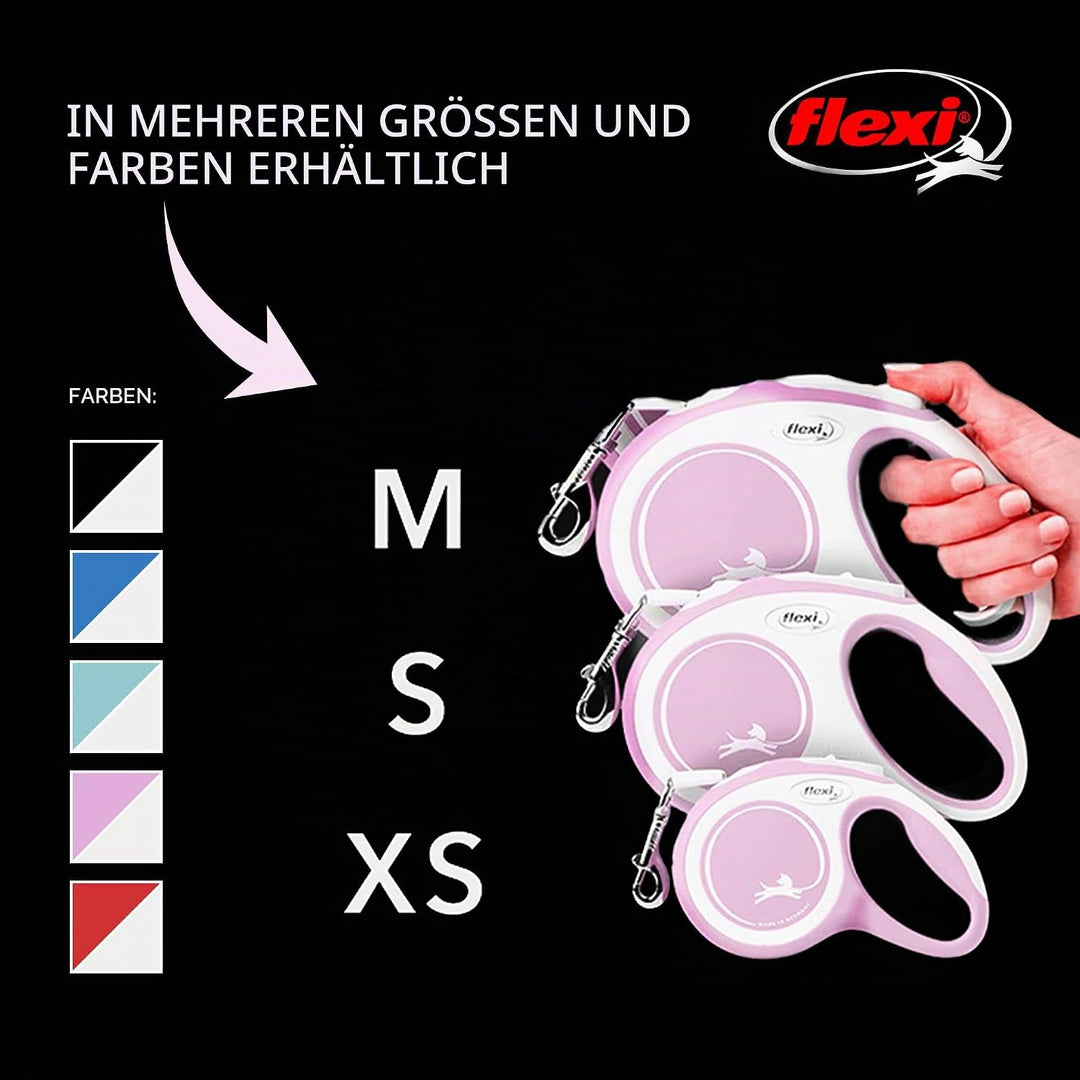 FLEXI® New Comfort einziehbare Hundeleine (Band), ergonomisch, robust und verhedderungsfrei, für Hun