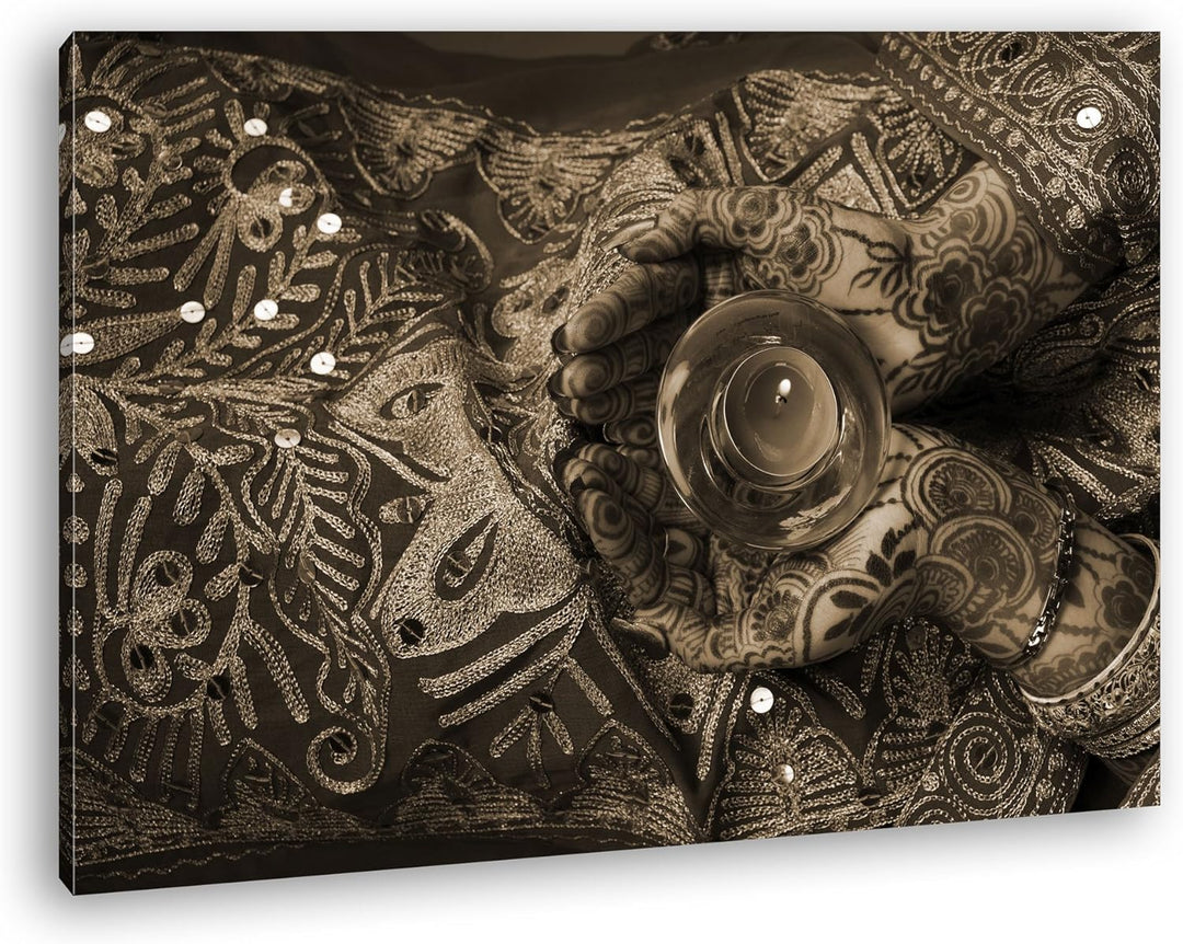 deyoli religiöse Körperbemalung Format: 80x60 Effekt: Sepia als Leinwand, Motiv fertig gerahmt auf E