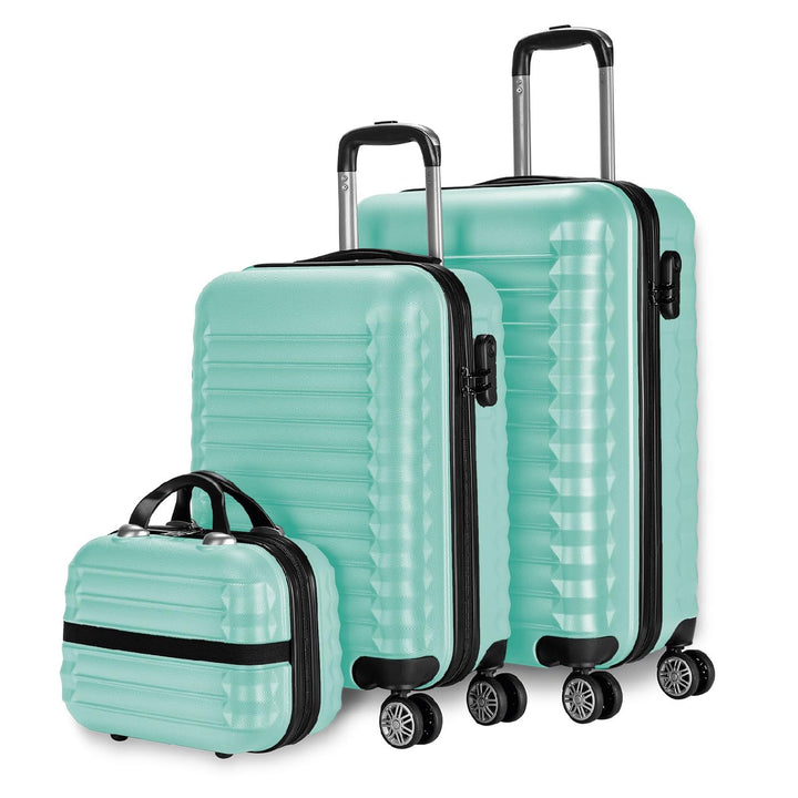 NUMADA - Gepäck-Set und Kulturbeutel 3 Stück Minzgrün, mittel 63cm, klein 53cm und Kulturbeutel, ABS