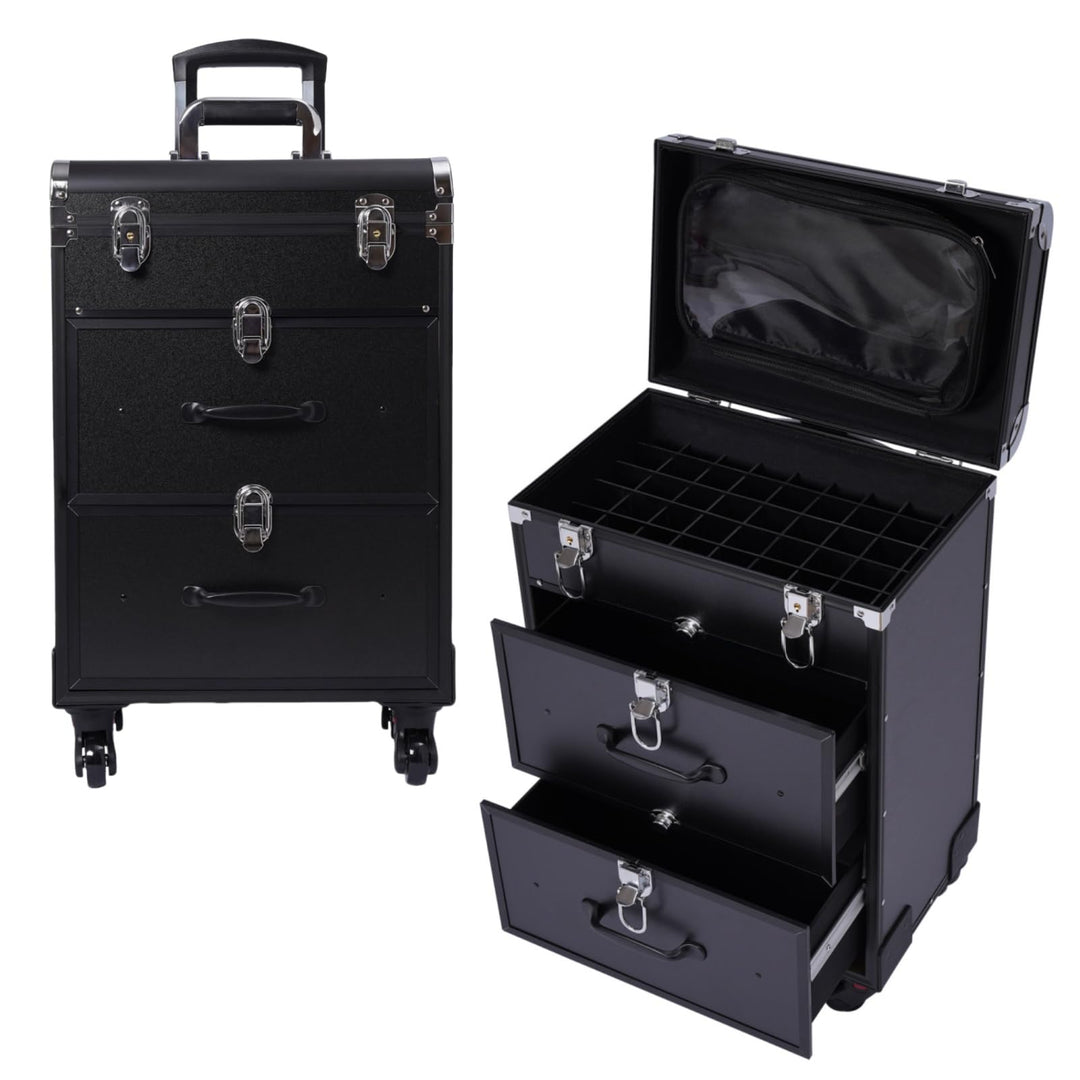 Kosmetikkoffer Trolley mit Schublade, Professionell Trolley Schminkkoffer Nagelkkoffer, Gross Abschl