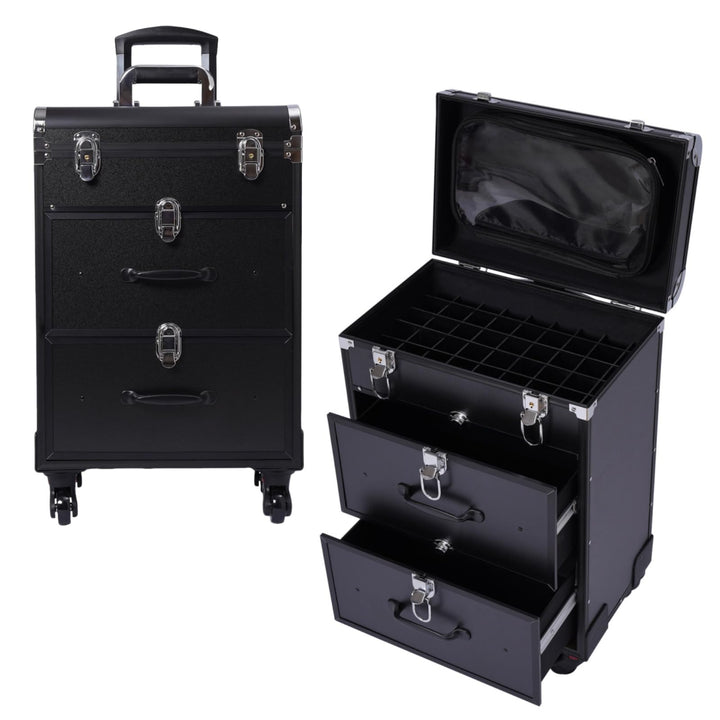 Kosmetikkoffer Trolley mit Schublade, Professionell Trolley Schminkkoffer Nagelkkoffer, Gross Abschl
