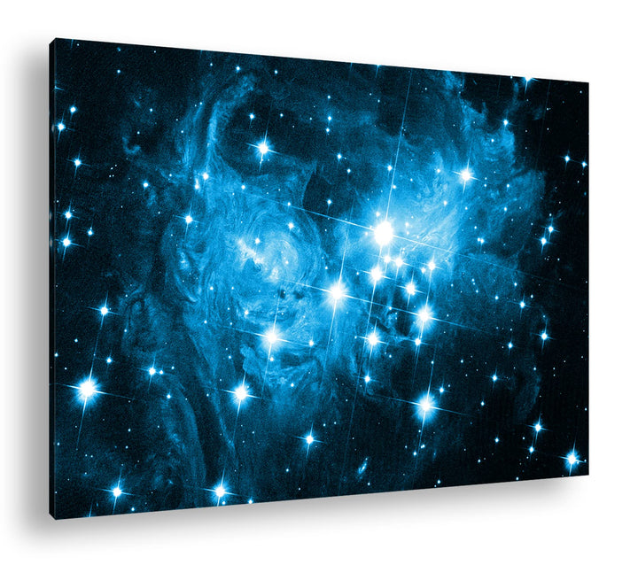 deyoli Galaxie V838 Format 80x60 Effekt: Monocrome Blau als Leinwandbild, Motiv fertig gerahmt auf E
