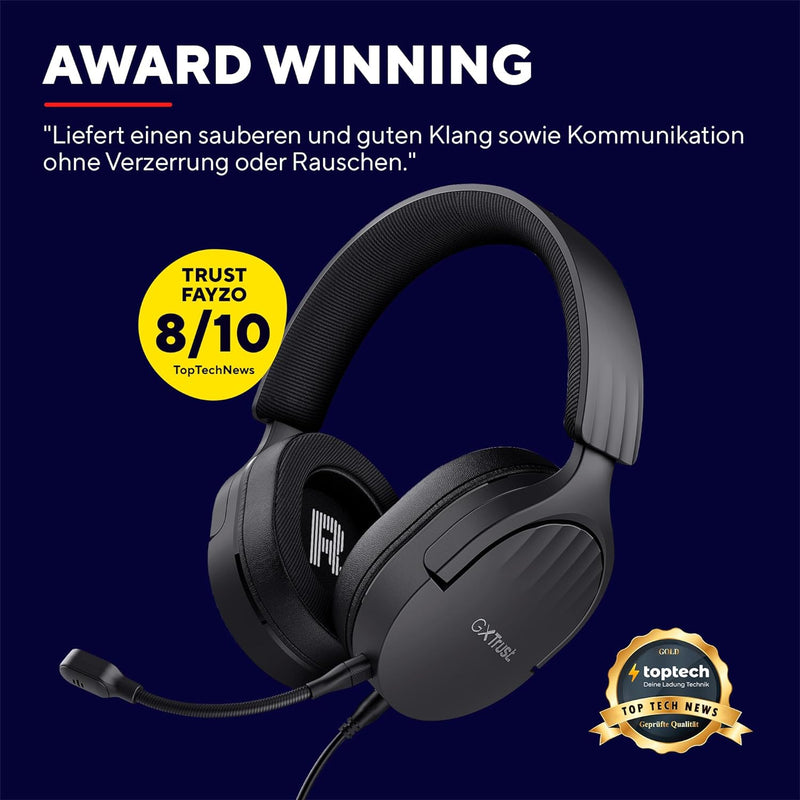 Trust Gaming GXT 489 Fayzo Gaming Headset, 85% Recyclingkunststoff, für PC, PS5, PS4, Xbox Series X|