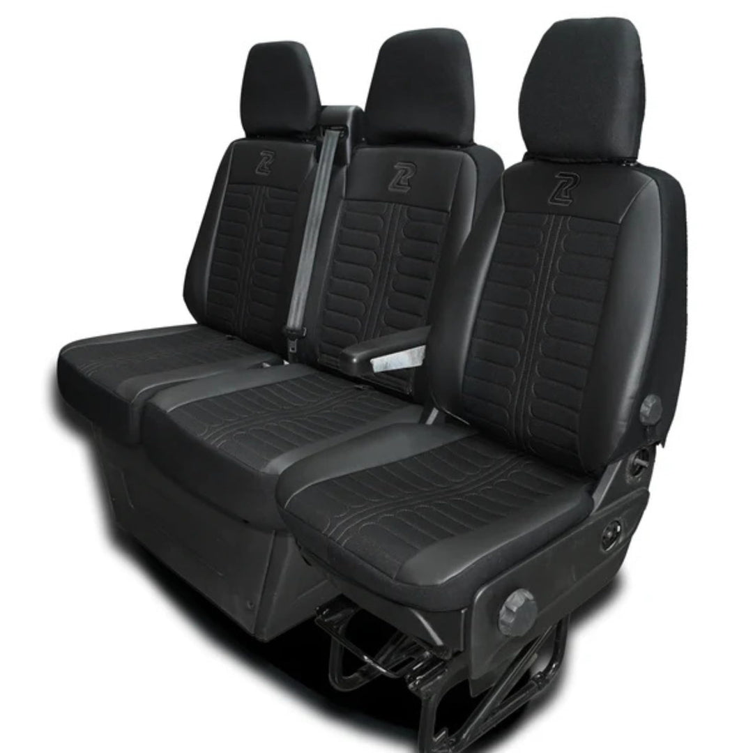 LUCARO Sitzbezüge Auto Set Tornado für Iveco Daily ab 2014 1+2 Schwarz - Autositzbezüge Strapazierfä