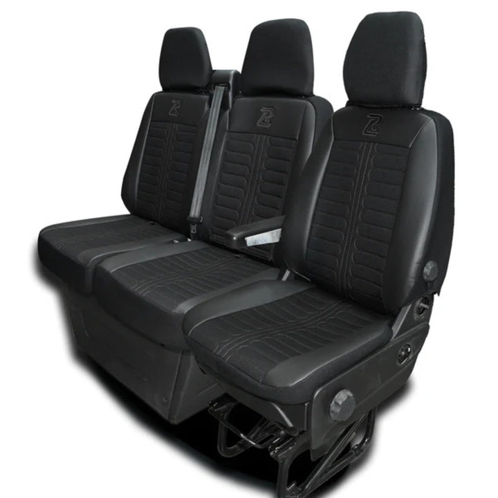 LUCARO Sitzbezüge Auto Set Tornado für Iveco Daily ab 2014 1+2 Schwarz - Autositzbezüge Strapazierfä