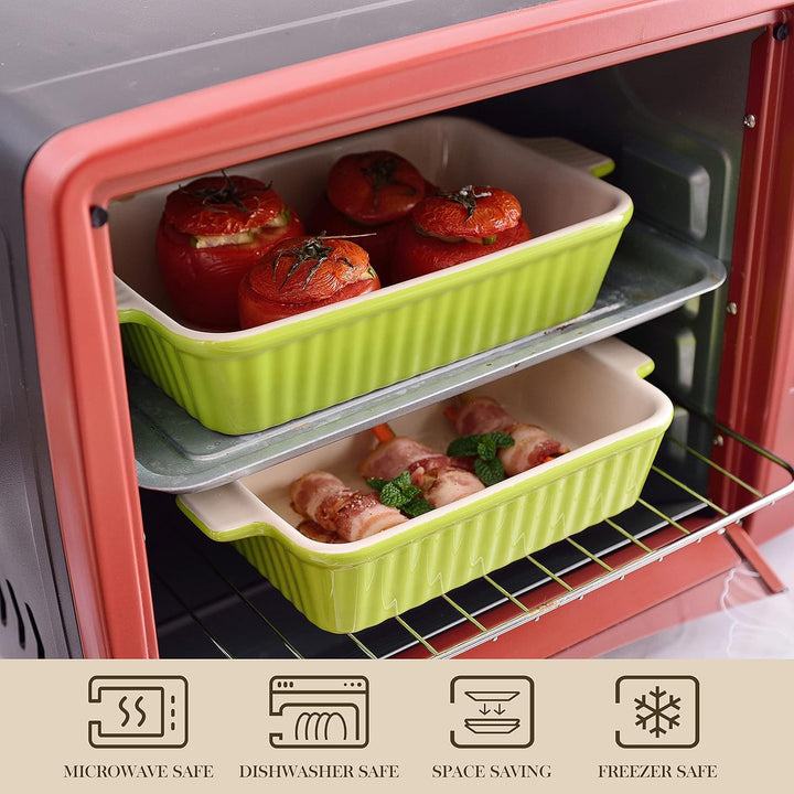 MALACASA Auflaufform, 4-teilig Set Gross & Klein Stapelbar Backformen (37, 30, 28, 24 cm) | Rechteck