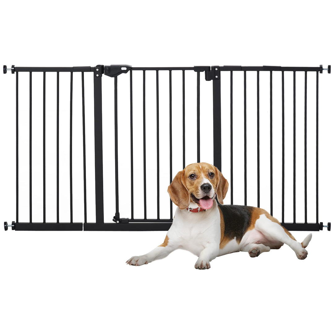 PawHut Türschutzgitter Hunde, Absperrgitter, 74-147,5 cm, Treppenschutzgitter für Haustier, Hundegit