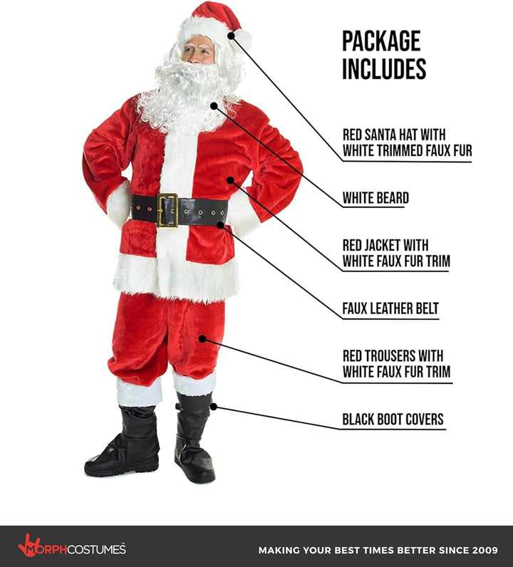 Morph Weihnachtsmann Kostüm Herren, Weihnachtsmann-Kostüm, Nikolauskostüm Mann, Santa Claus, L
