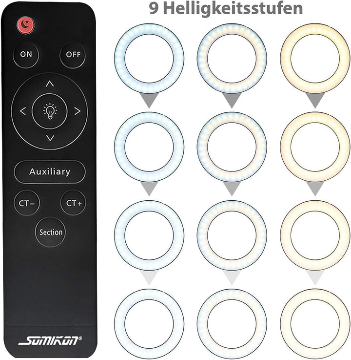 Somikon Videoleuchte: XL-LED-Ringlicht mit Smartphone-Halter, Ø 46 cm, USB-Port, dimmbar (LED Ringle