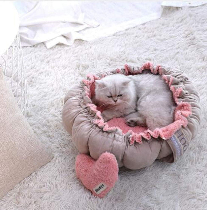 Glield Hundebett und Hundematte für Kleine Hunde und Katzen Rosa Runden PTW05, M