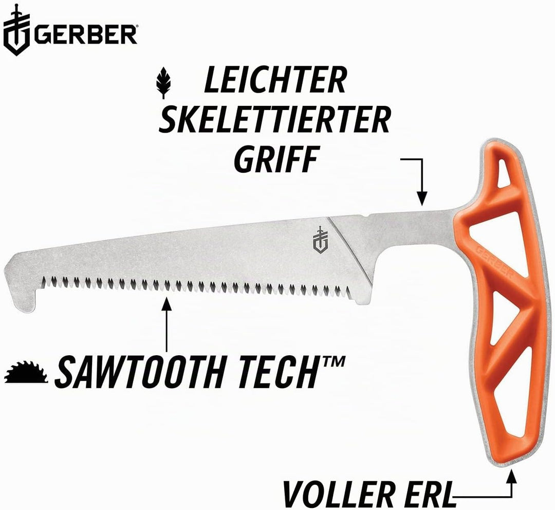 Gerber Knochensäge mit Scheide, Sägeblattlänge: 10,8 cm, Exo-Mod Saw, Klingenmaterial: 7Cr17MoV, Ora