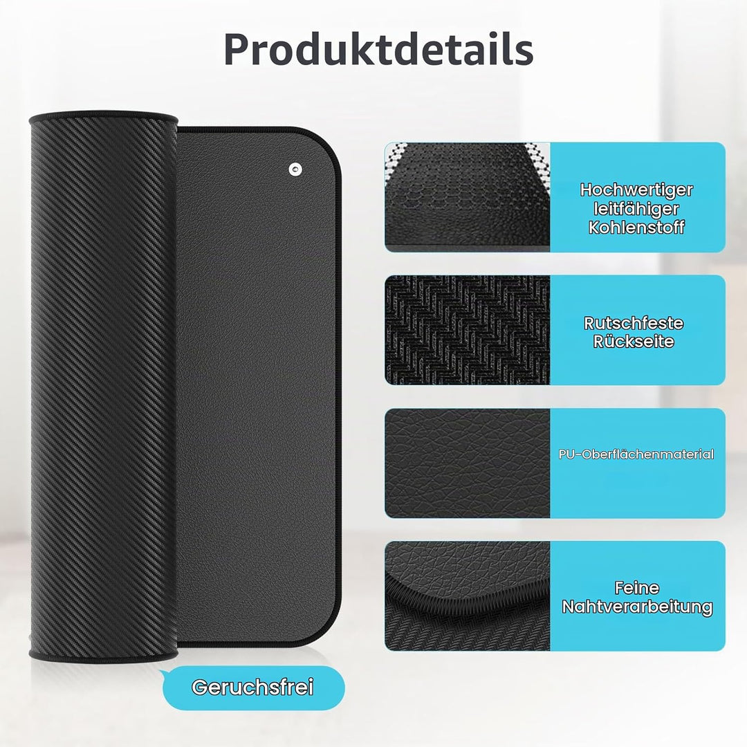 Kidken Erdungsmatte, Premium Carbon-infundiertes Vegan-Leder, zur Angstlinderung und Energieerhöhung