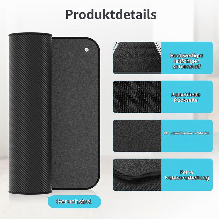 Kidken Erdungsmatte, Premium Carbon-infundiertes Vegan-Leder, zur Angstlinderung und Energieerhöhung