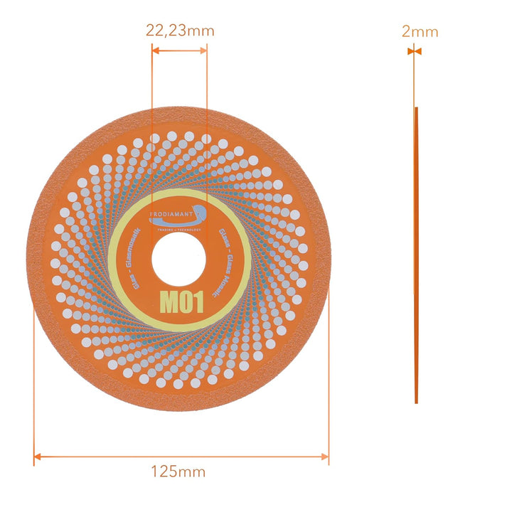 PRODIAMANT Diamanttrennscheibe 125mm x 22,23mm M01 Glas Glasfliesen Glasmosaik Vakuum Diamant beschi
