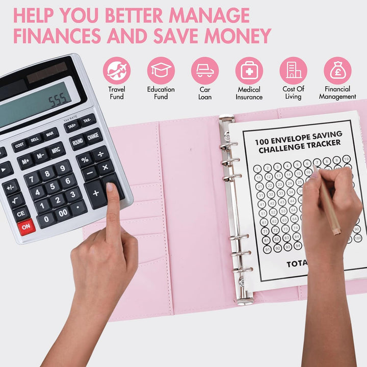 100 Envelope Saving Challenge, Geldsparbinder Budget Planner Sparbuch für Geld Challenge 100 Umschlä