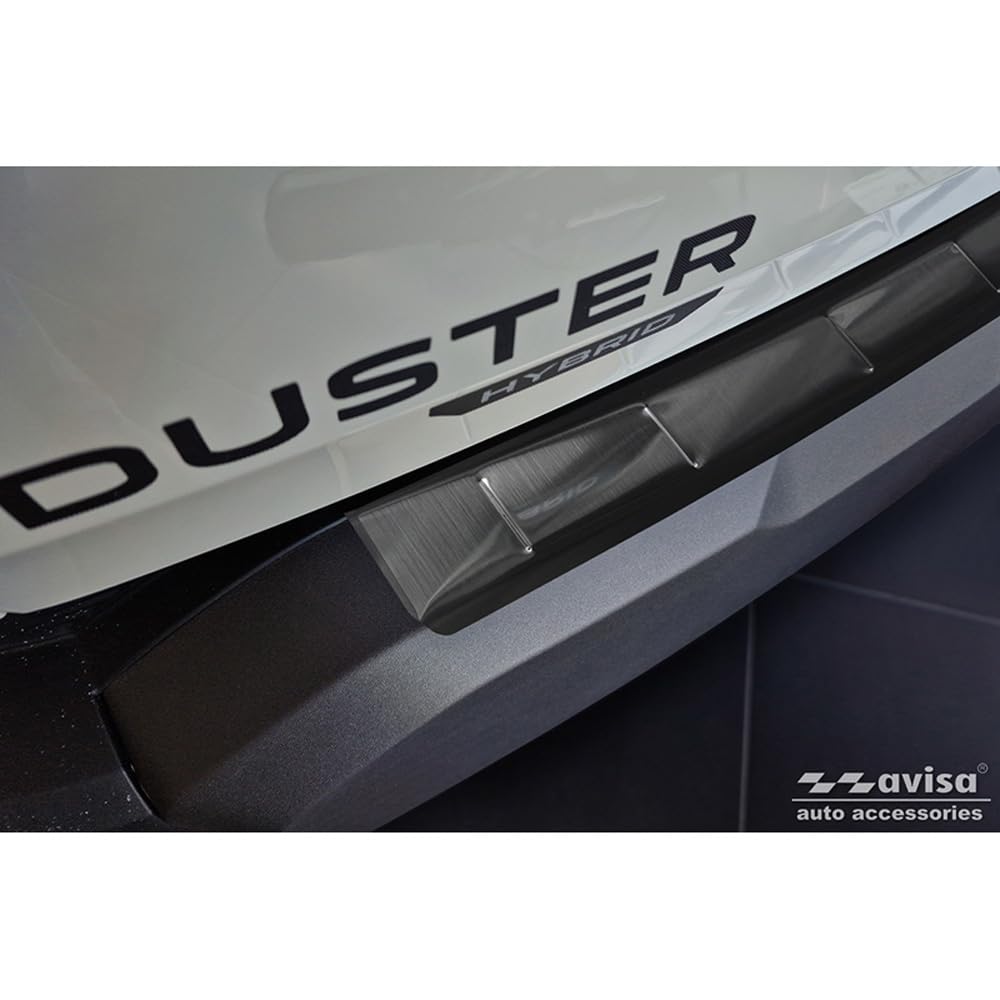 Avisa Schwarz Edelstahl Heckstossstangenschutz kompatibel mit Dacia Duster III 2024- 'Ribs'