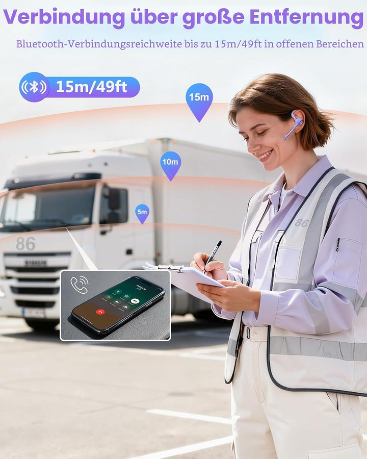 New Bee Bluetooth Headset mit 72h Spielzeit Bluetooth V5.1 Freisprech Headset Handy mit LED Ladecase