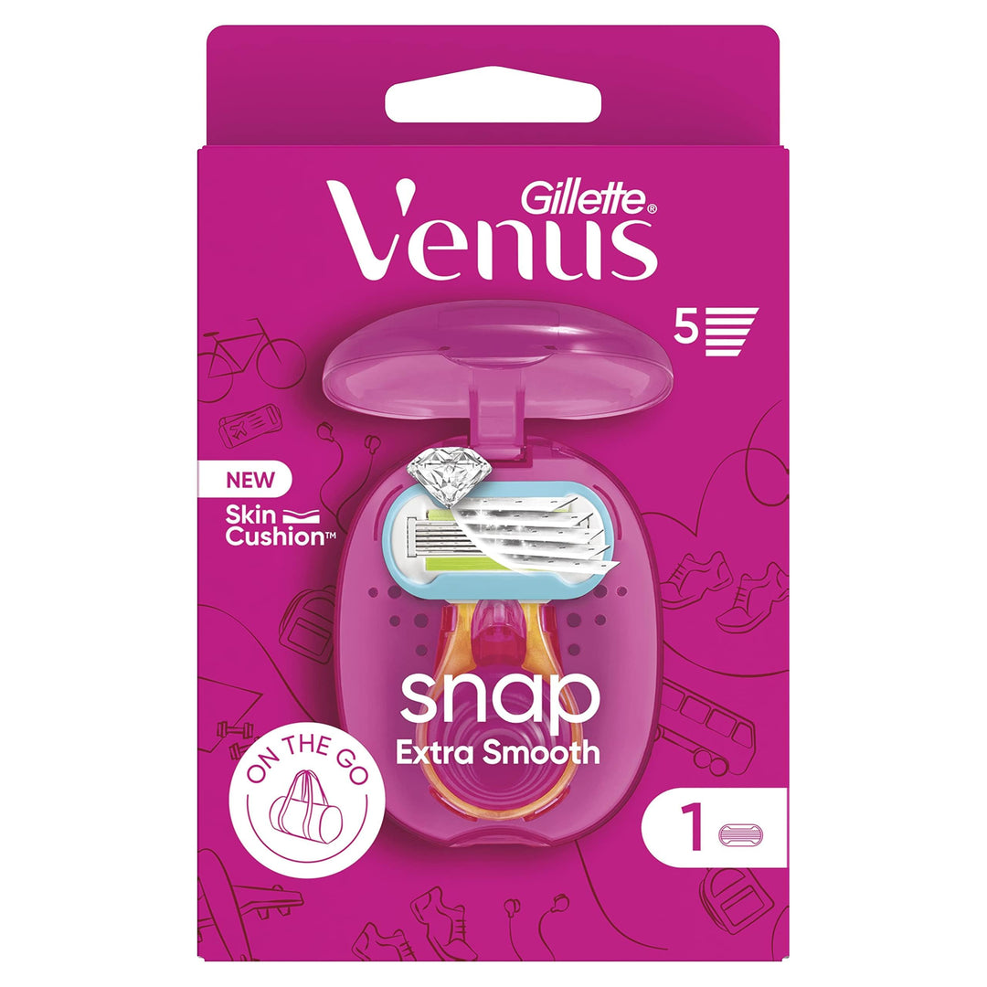 Gillette Venus Extra Smooth Snap Rasierer, 1 Kleiner Griff, 1 Nachfüllklinge, 5 Klingen, sehr gründl