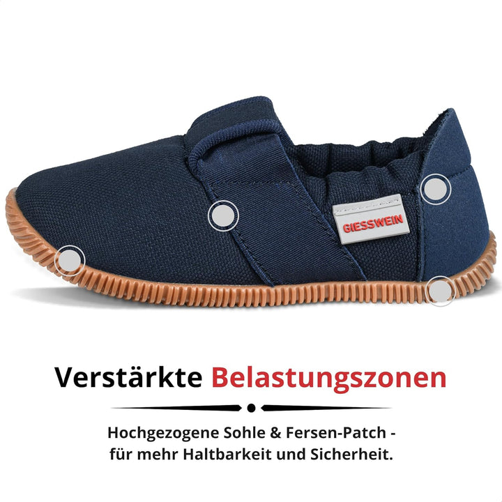 Giesswein Kinder Hausschuhe Söll Slim-Fit - Baumwoll Slippers für Mädchen & Jungen, rutschfeste Kind