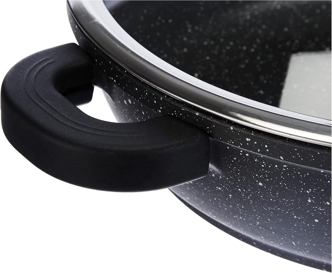 Kamberg – 0008040 – Kochtopf 24 cm – Aluminiumguss – Beschichtung in Steinoptik – Mit Glasdeckel – F
