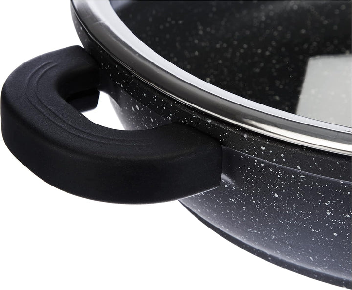 Kamberg – 0008040 – Kochtopf 24 cm – Aluminiumguss – Beschichtung in Steinoptik – Mit Glasdeckel – F
