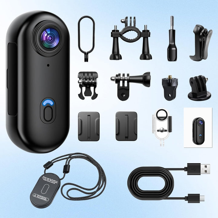 Pudet Luo Action Cam WiFi,32 GB Mini Bodycam Körperkamera mit 360° Action Kamera, HD1080P Sportkamer