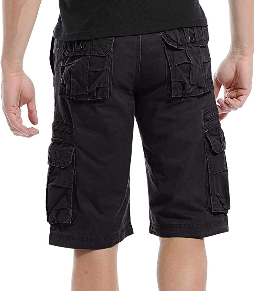 Herren Cargo Shorts Kurze Hose mit 6 Tasche Baumwolle Bermuda Short Stoffhose mit Reissverschlusstas